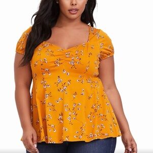 Torrid Chalis Mustard Colored Stretch Top Size 0